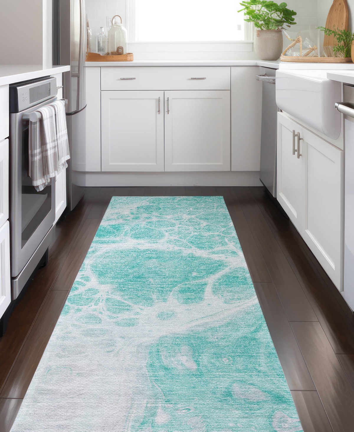Addison Chantille Acn682 2'3"x7'6" Runner Area Rug In Aqua