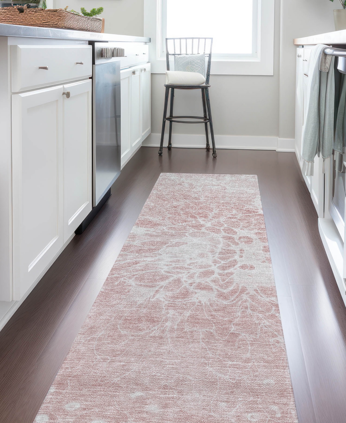 Addison Chantille Acn653 2'3"x7'6" Runner Area Rug In Pink