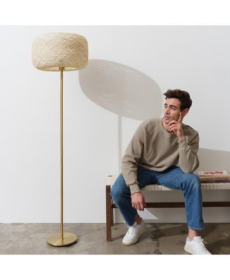 Rowan 60" LED Standing Floor Lamp with Threaded Twine Shade