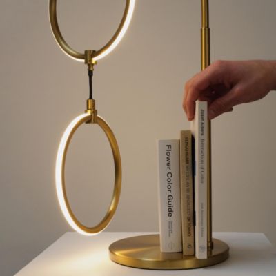 Nova Modern Hoops Dimmable LED Gold Table Lamp (24" )