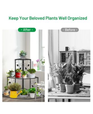 3 Tier Floral Corner Metal Plant Pot Rack