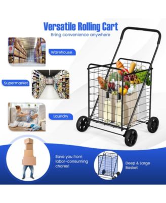 Portable Folding Shopping Cart Utility for Grocery Laundry