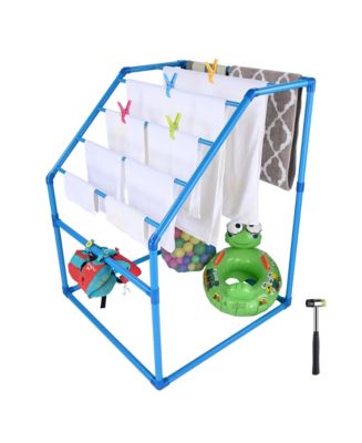 Yescom Free Standing Pool Side PVC Towel Rack Holder Heavy Duty 7 Bar ...