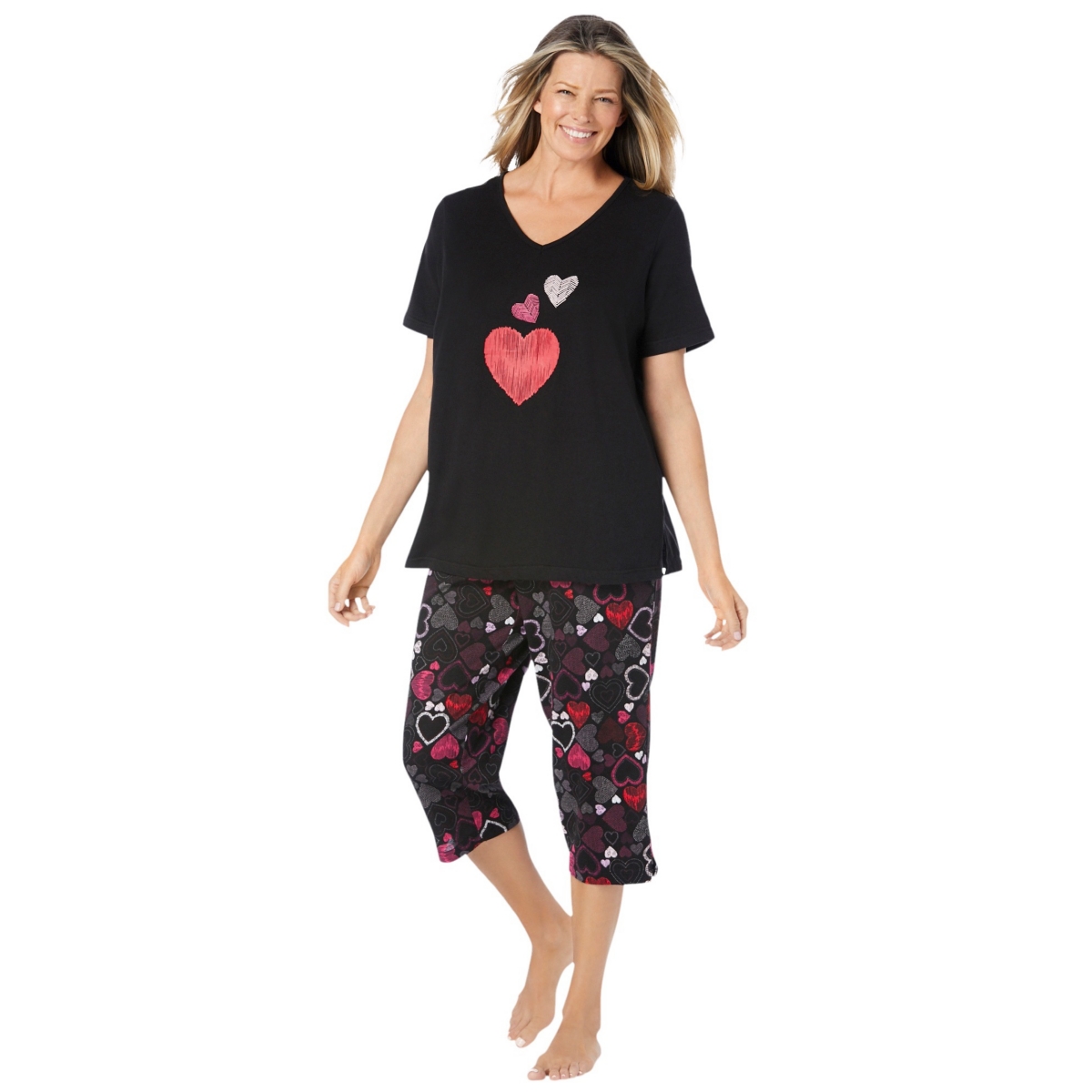 Plus Size 2-Piece Capri Pj Set - Glass blue peacock