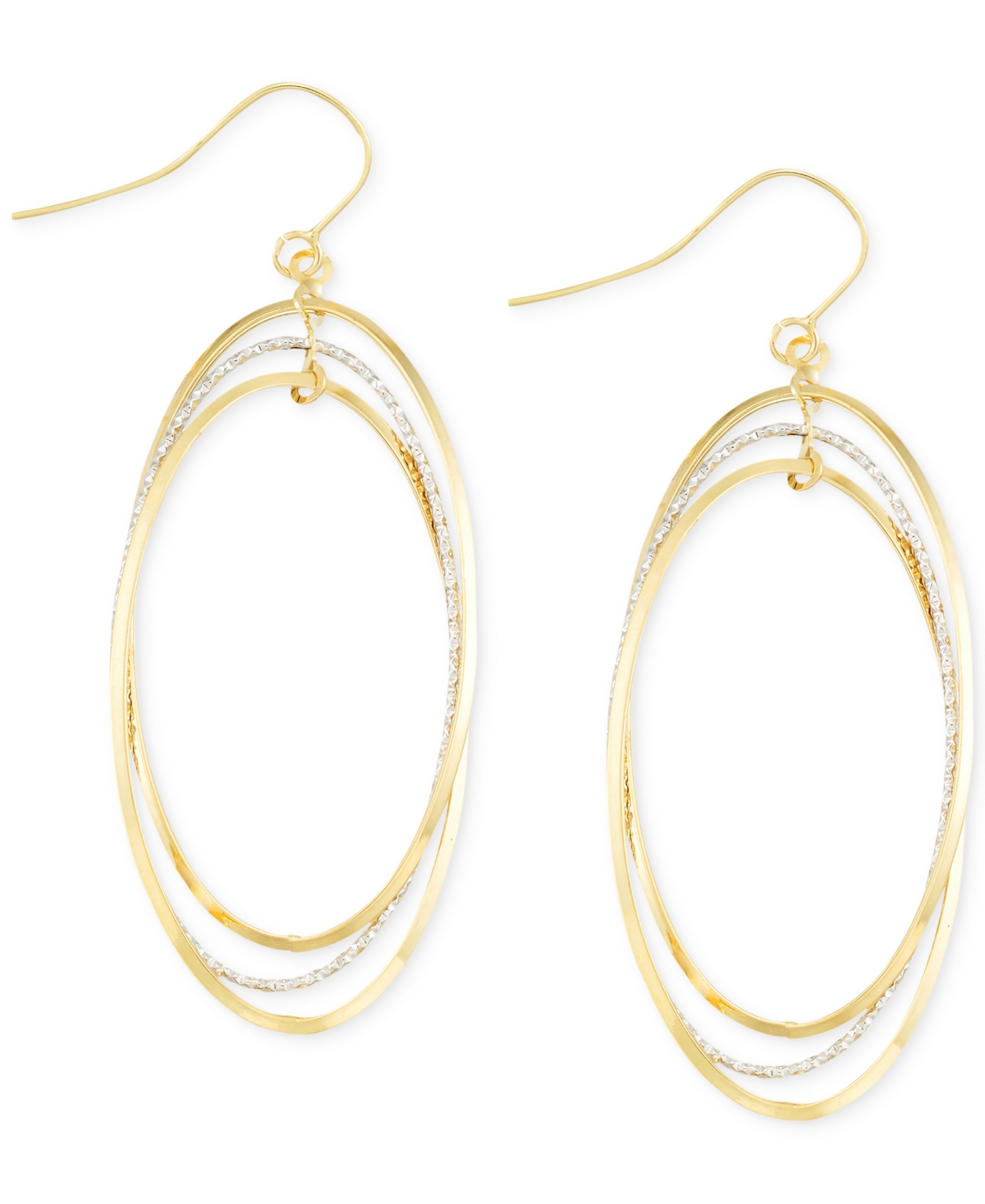 Two-Tone Oval Hoop Earrings in 14k Gold