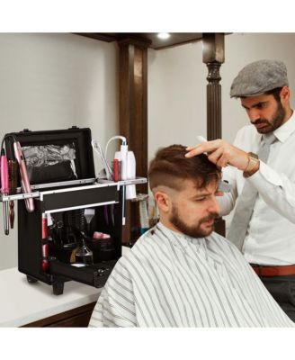 PVC Hair Makeup Train Case Baber Salon Clipper Trimmer Tool Appliance Box Black