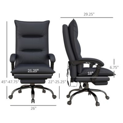 Microfiber Office Chair with Massage, Heat, Footrest