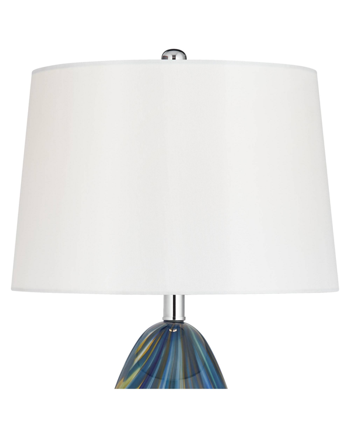 Possini Euro Design Pablo Modern Style Table Lamp with Table Top Dimmer Tall Multi Art Glass Fabric Drum Shade for Living Room Bedroom