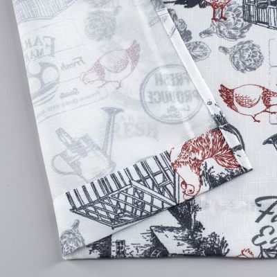 Rooster Toile Complete 3 Pc Cafe  Kitchen Curtain Tier And Valance Set