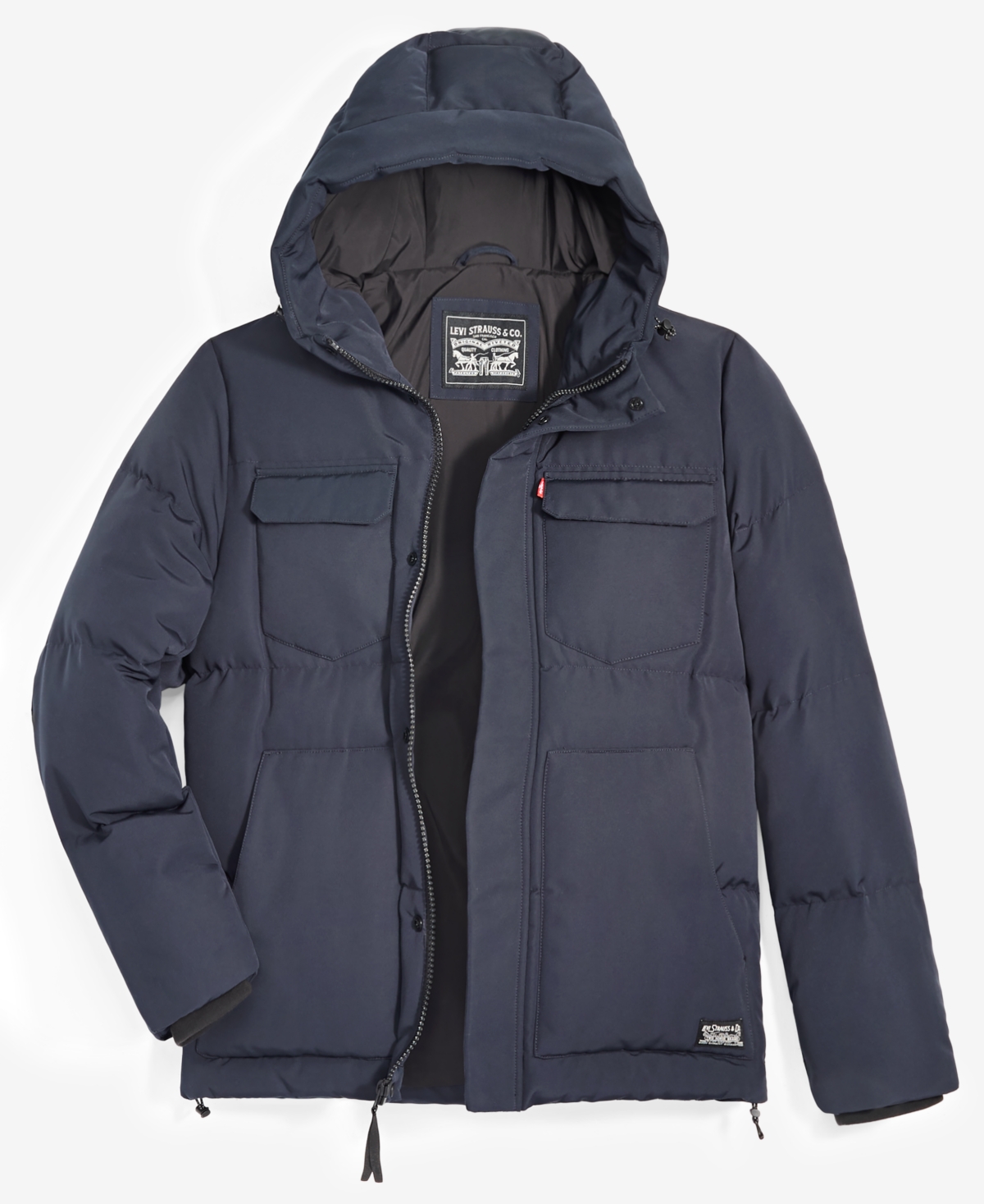 Levi's Men's Quilted Hooded Puffer Jacket In Blue