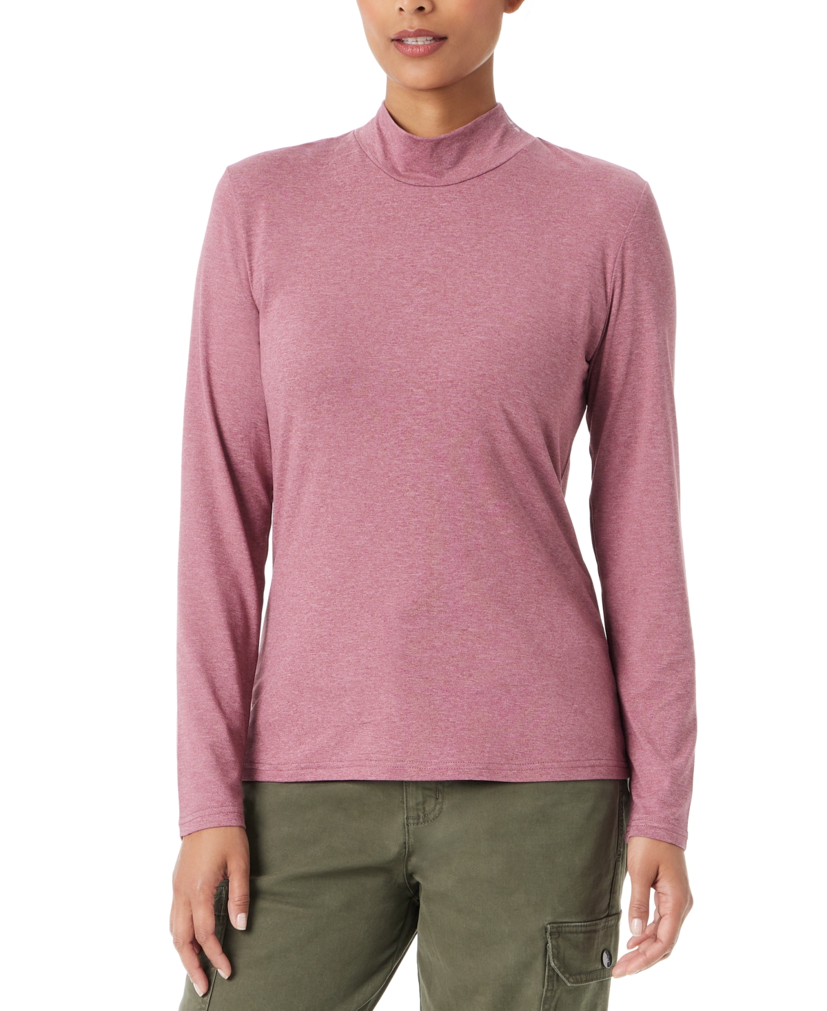 Women's Mock-Neck Long-Sleeve Top - Black Beauty