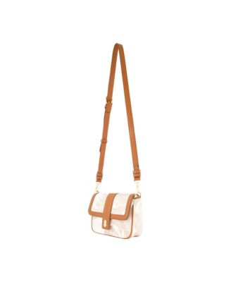 Leather Trim Floral Crossbody Flap