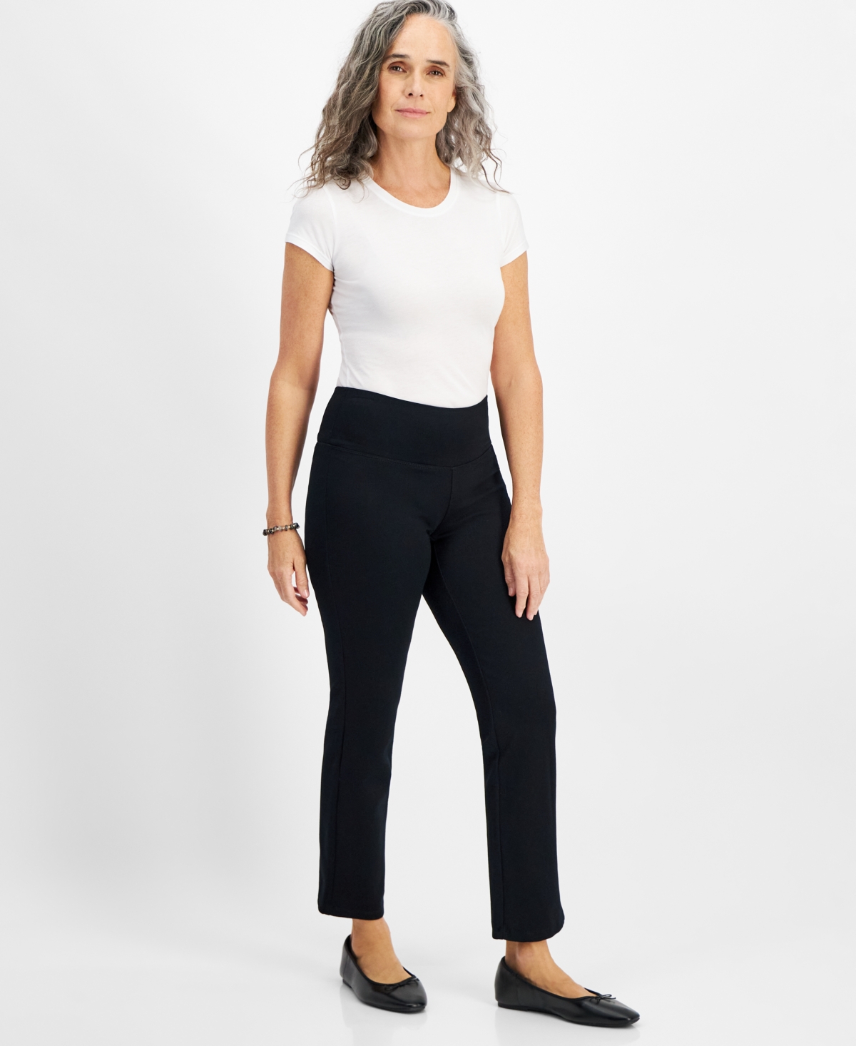 Women's Straight-Leg Ponte-Knit Pants, Created for Macy's - Deep Black