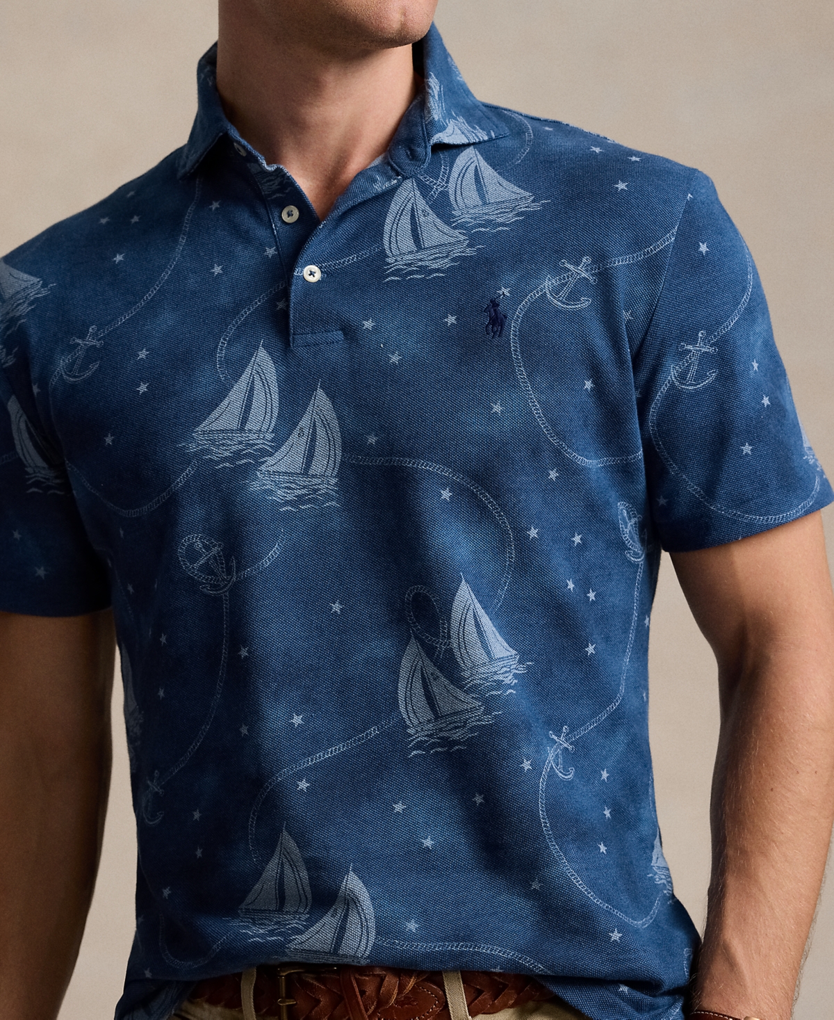 Polo Ralph Lauren Yarn Dyed Mesh Polo In Oceans Voyage,light Chambray H