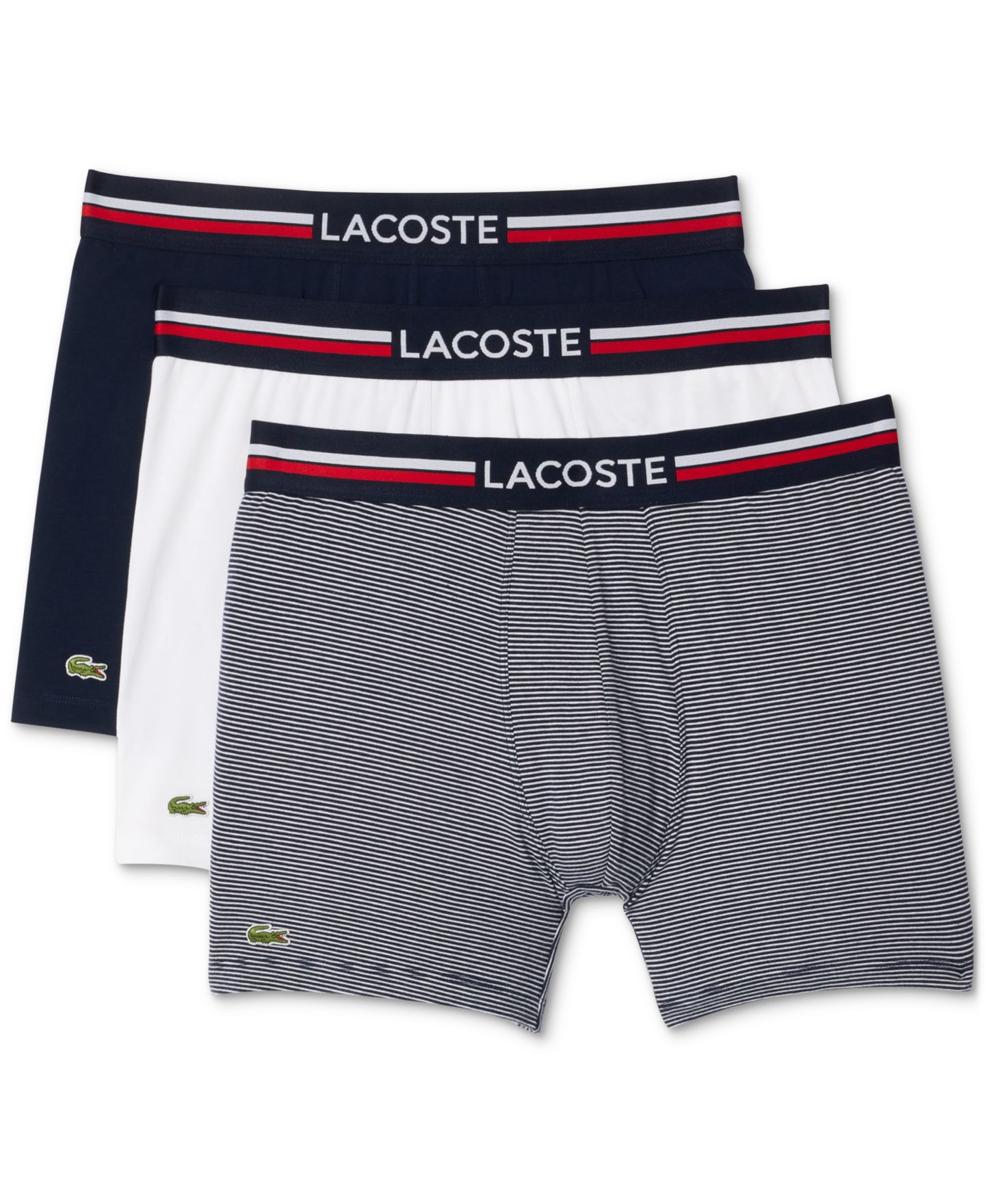 Трусы-боксеры Flag для мужчин, стрейч — Lacoste, цвет: Тёмно-синий / Белый — фото 1