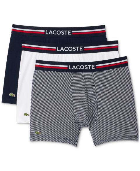 Трусы-боксеры Flag для мужчин, стрейч — Lacoste, цвет: Тёмно-синий / Белый