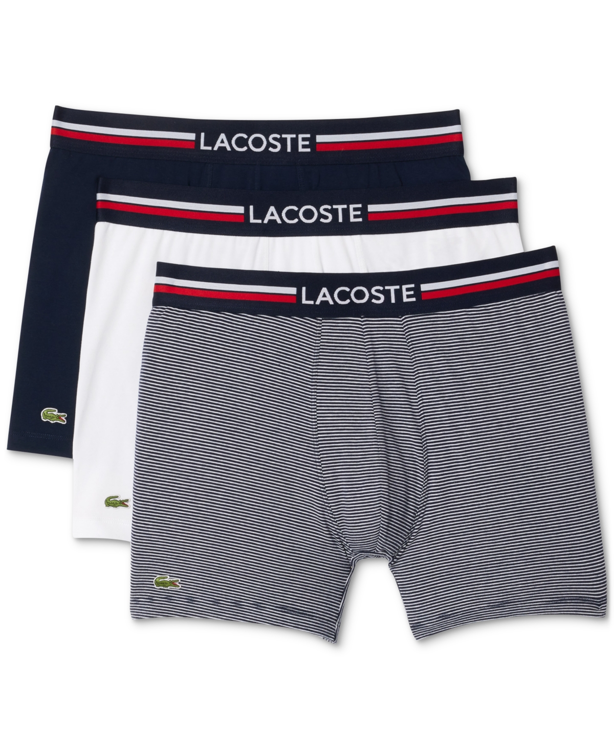 Men's Regular Fit Stretch French Flag Boxer Briefs, Pack of 3 - Navy Blue Assorted