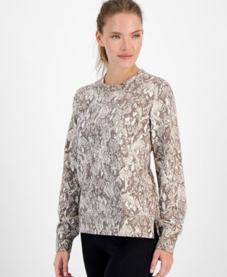 ID Ideology - Women's Animal-Print Crewneck Fleece Top