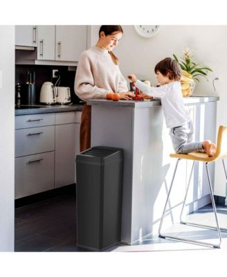 14 Gallon Stainless Steel Sliding Lid Sensor Trash Can with AbsorbX Odor Filter