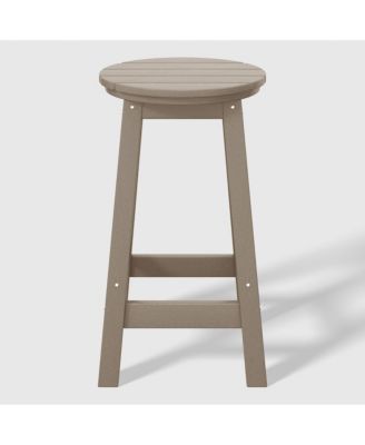 24" HDPE Outdoor Patio Round Counter Height  Stool Set of 2