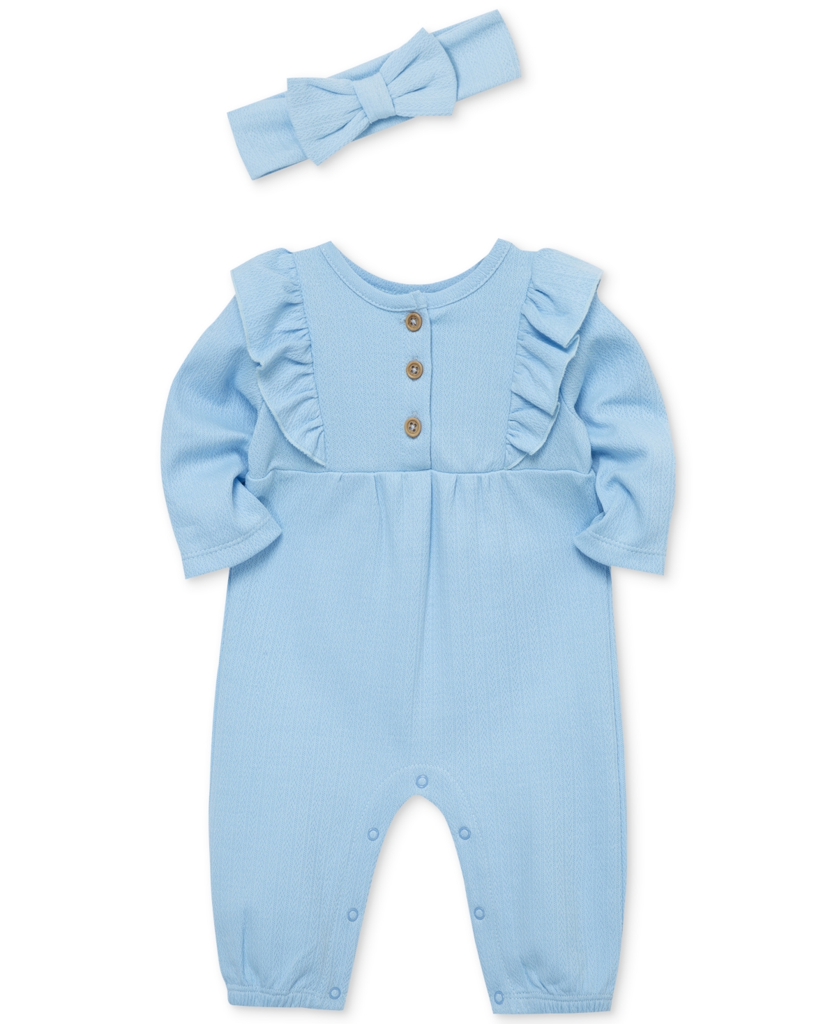 Little Me Baby Girls 2-Pc. Pointelle Coveralls & Headband Set