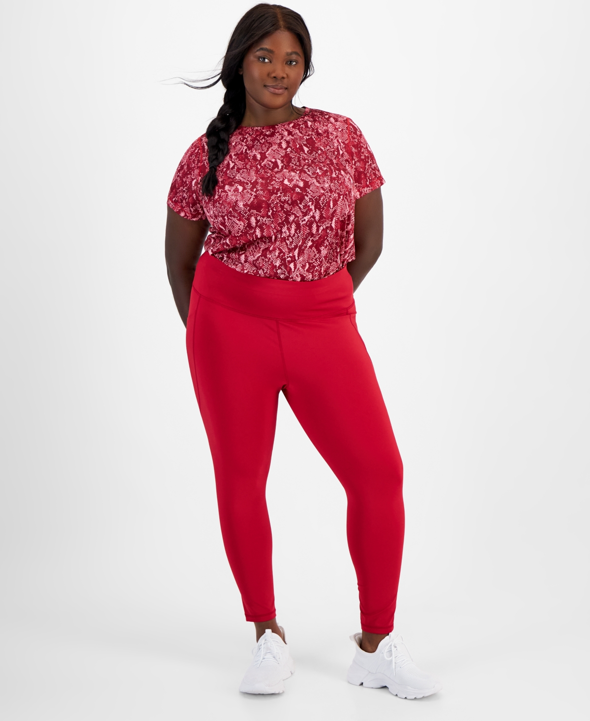 Id Ideology Plus Size Compression 7 8 Leggings Created for Macy s Tartan Blue Smart Closet