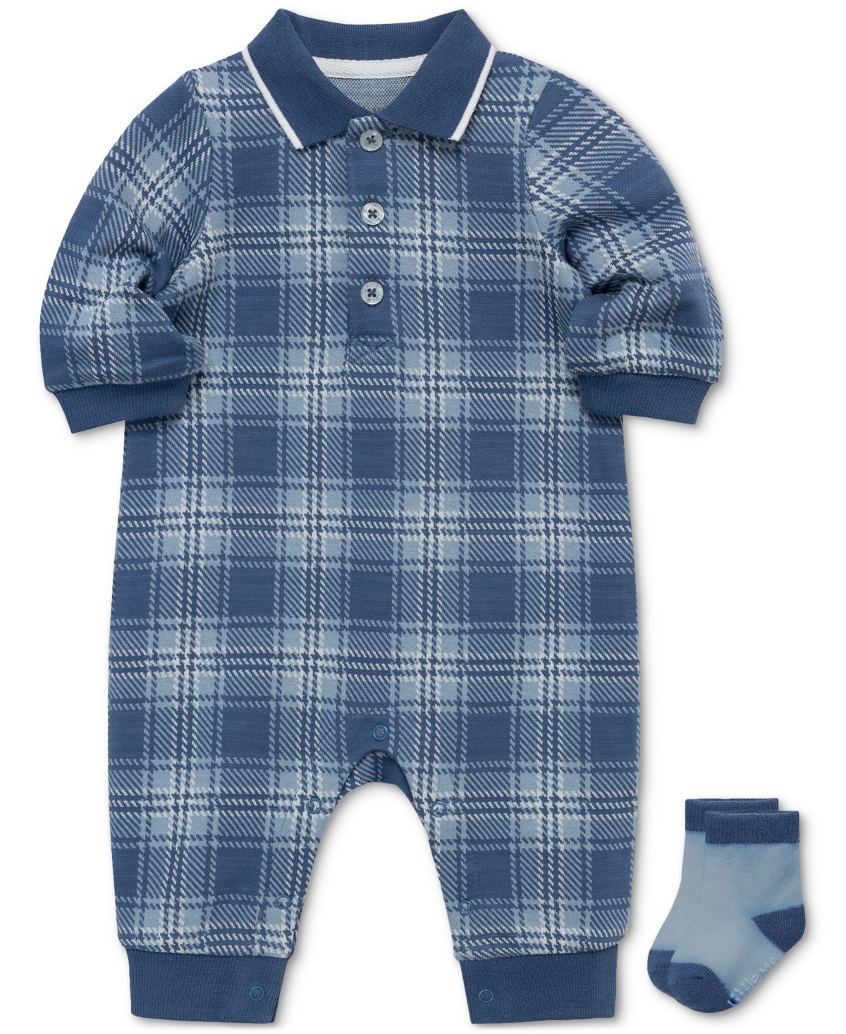 Little Me Baby Boys Plaid Coverall & Socks Set