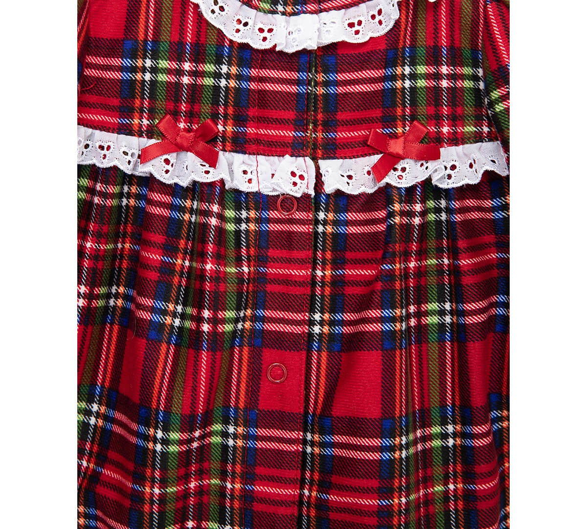 Little Me Baby Girls Plaid Lace-Trim Footed Coverall