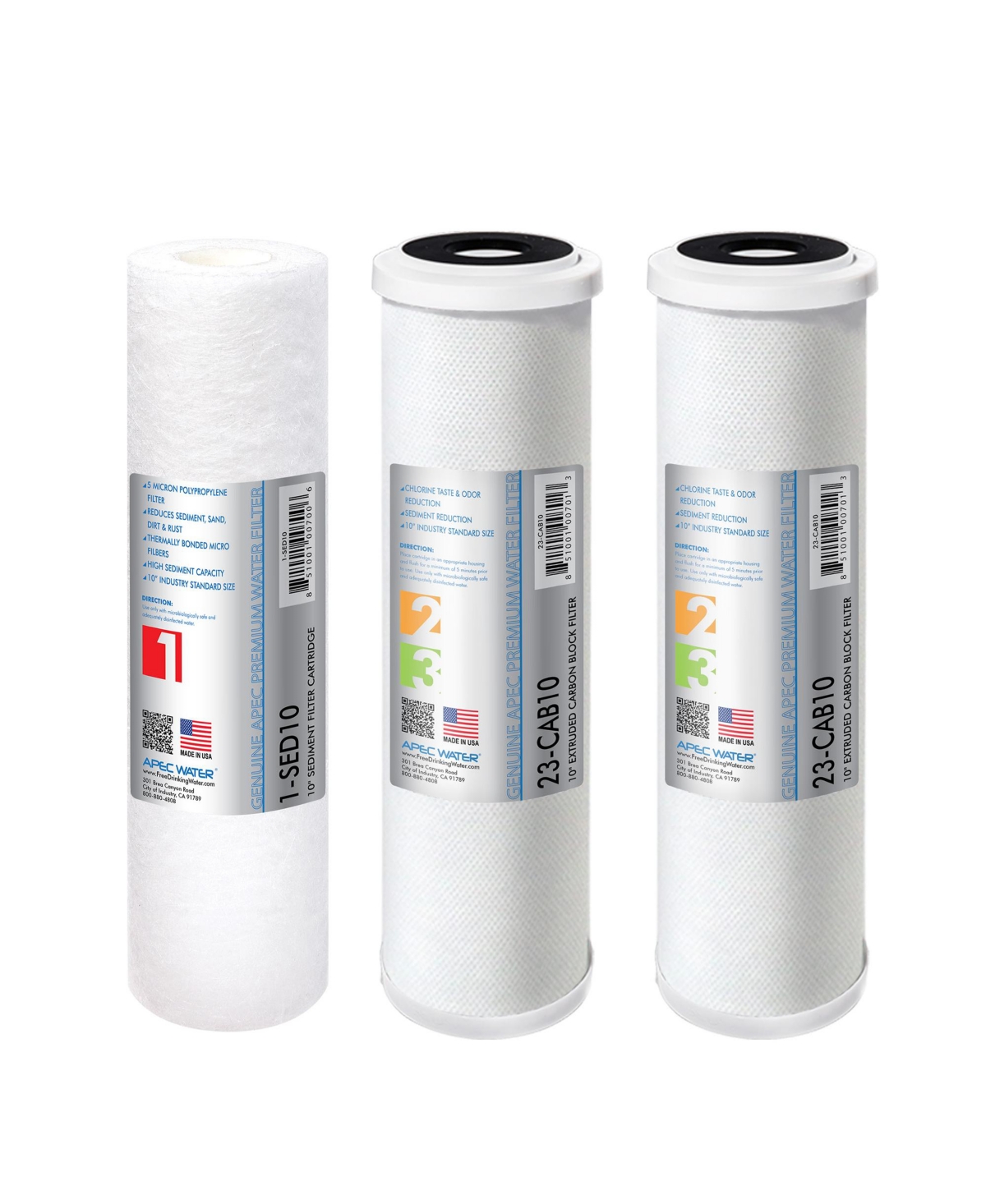 Apec Ro Replacement Filters Pre-filter Set for All Under Counter Ultimate Reverse Osmosis Systems (Stages 1 - 3) - Assorted Pre-pac