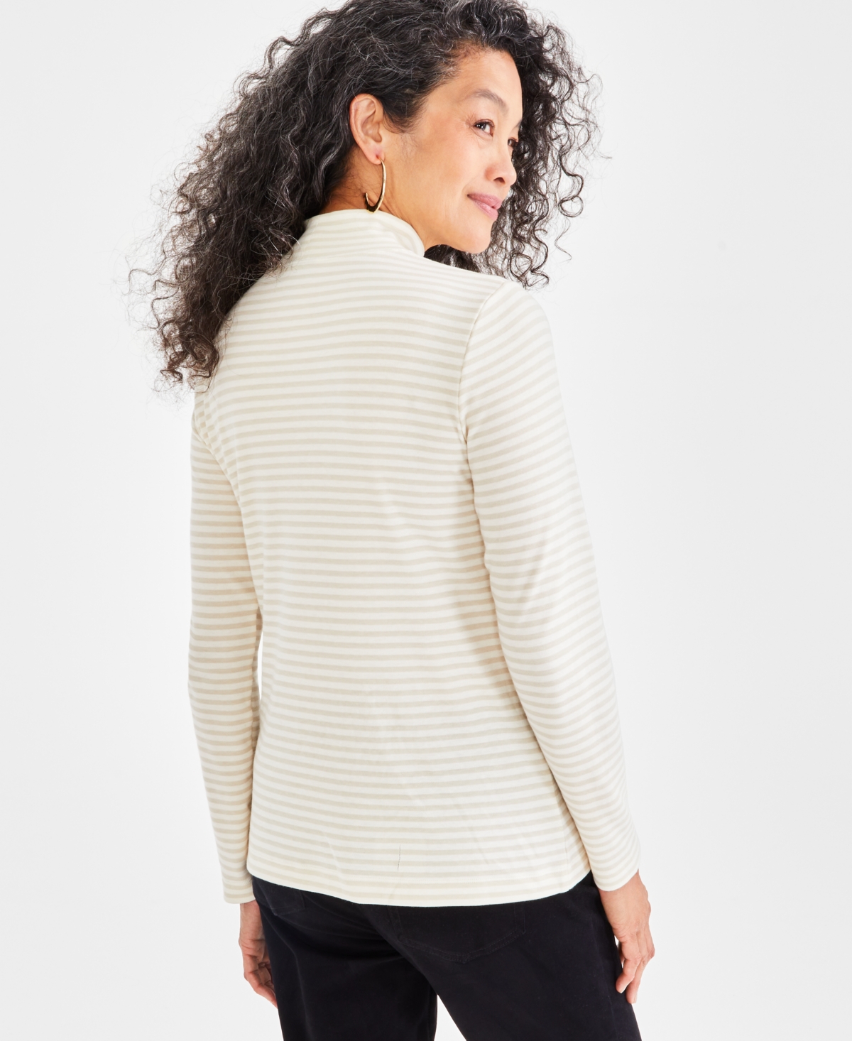 Style & Co Petite Mock-Neck Printed Long-Sleeve Top, Created for Macy's