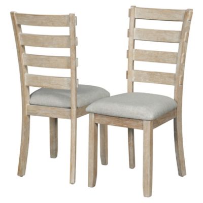 6-Pc. Rubberwood & MDF Geometric Pattern Dining Table Set