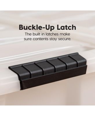 4 Pack 72qt Plastic Storage Bin with Lid and Secure Latching Buckles, Pearl