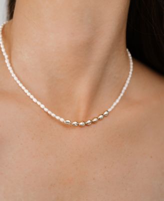 Freshwater Pearl Polished Pebble Beaded Necklace