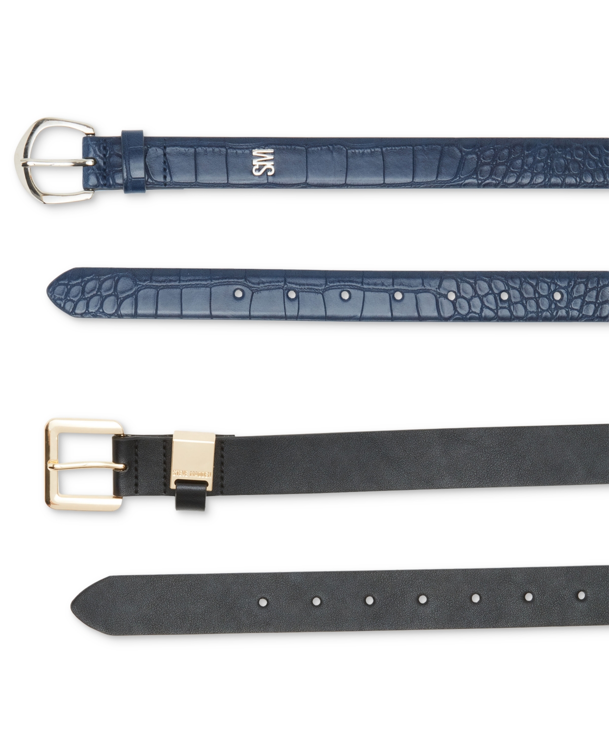 Steve Madden Women's 2-Pc. Faux-Leather Belt Set -Black