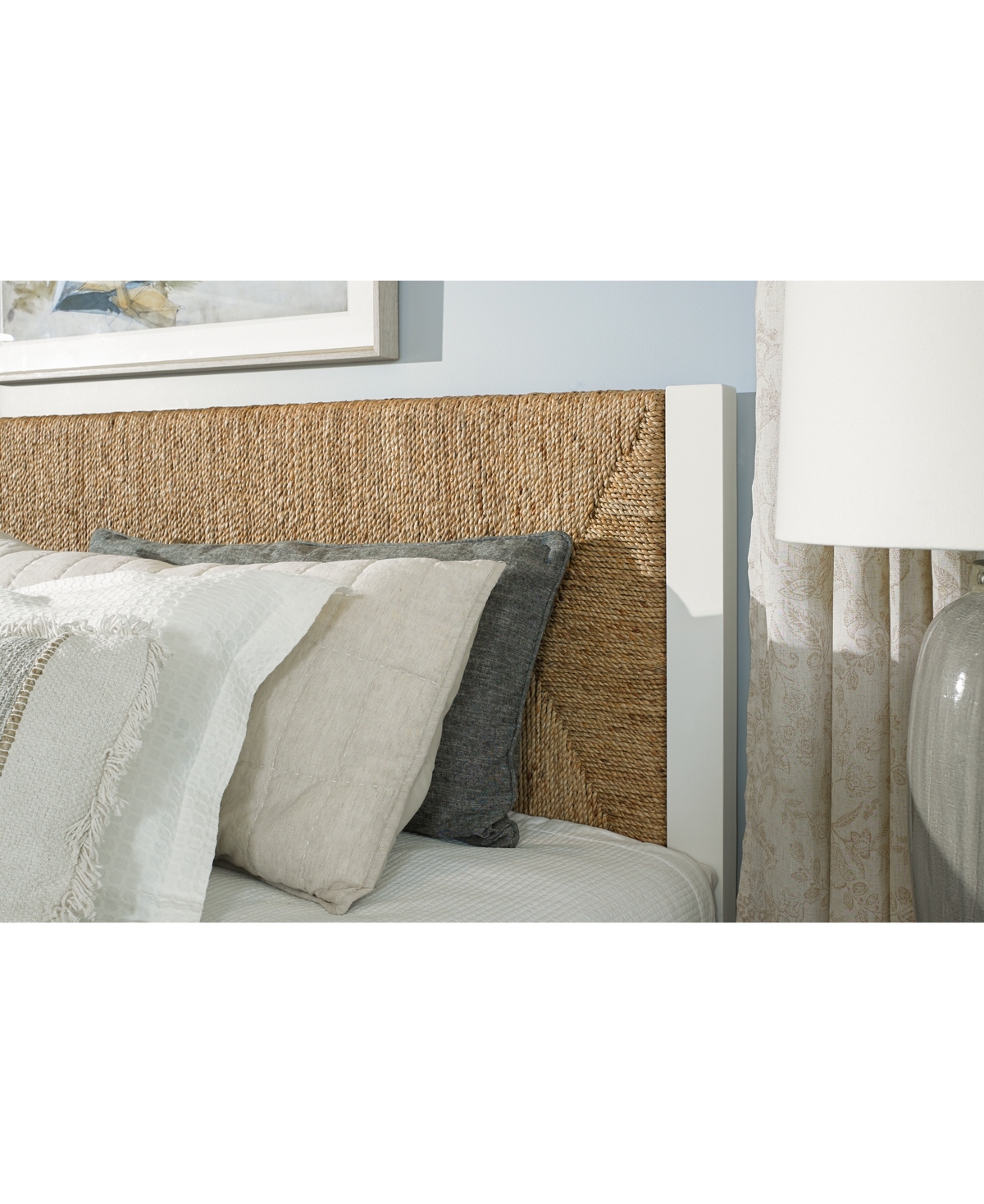 MACY'S CATRIONA 3PC BEDROOM SET (KING WOVEN BED, CHEST & OPEN NIGHTSTAND) 