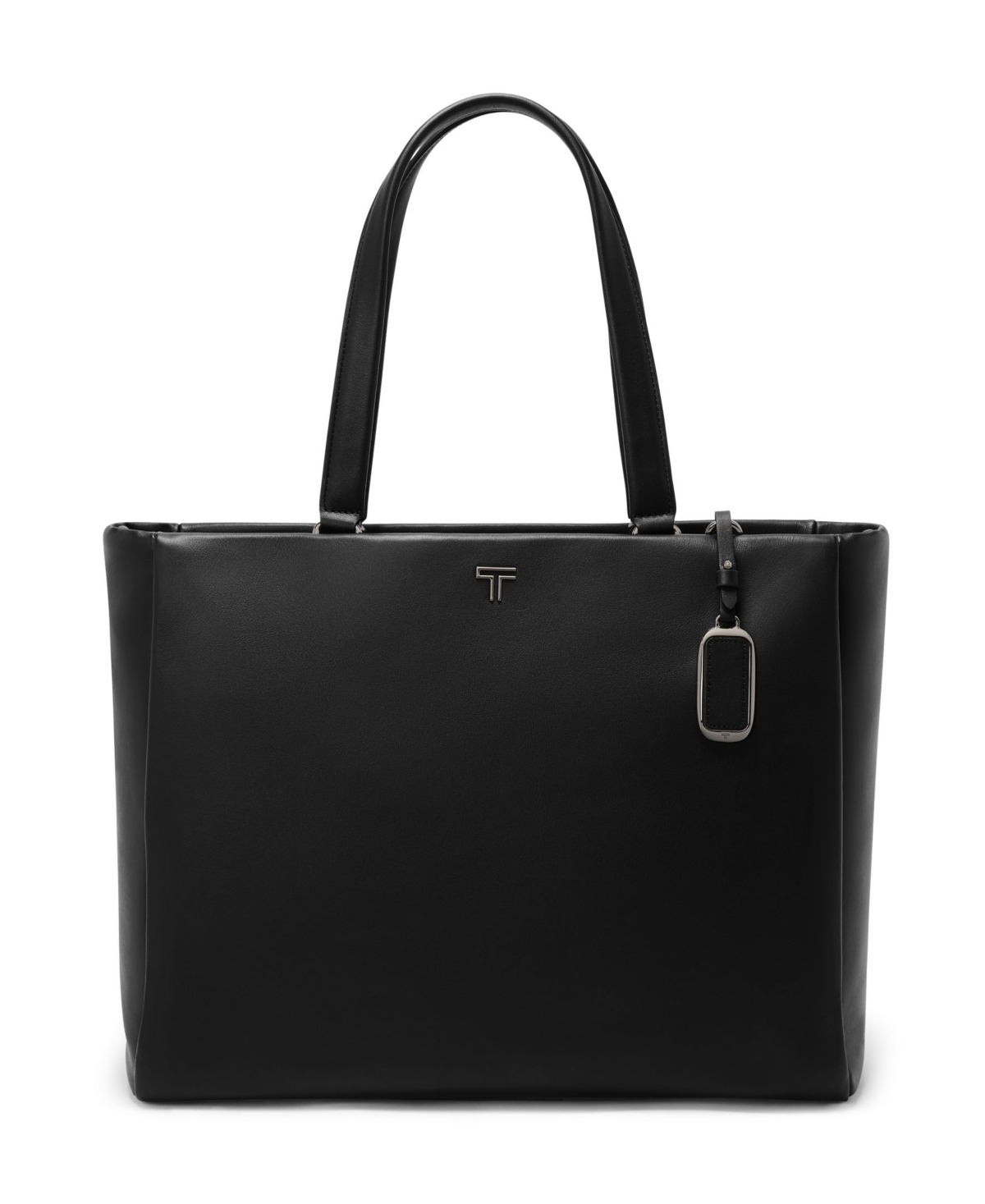 Tumi Large Vail Leather Tote In Black,gunmetal
