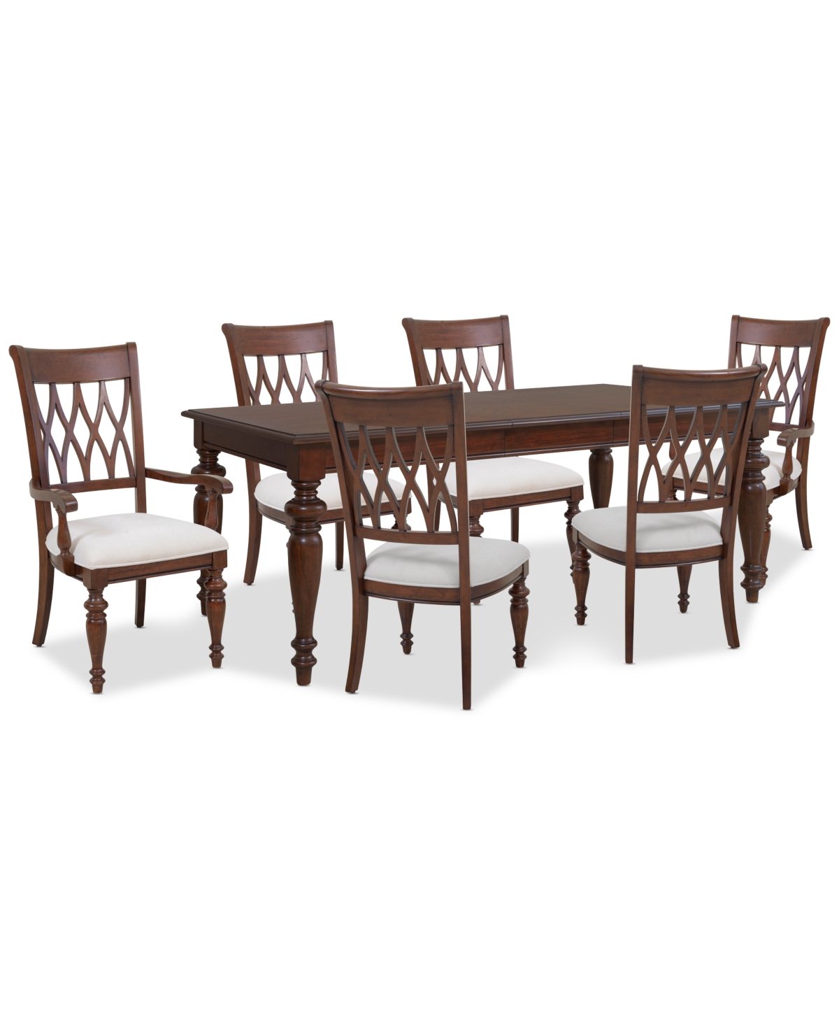 Macy's Daria 7-pc. Dining Set (rectangular Table, 4 Side Chairs & 2 Arm Chairs), Created For  In Brown