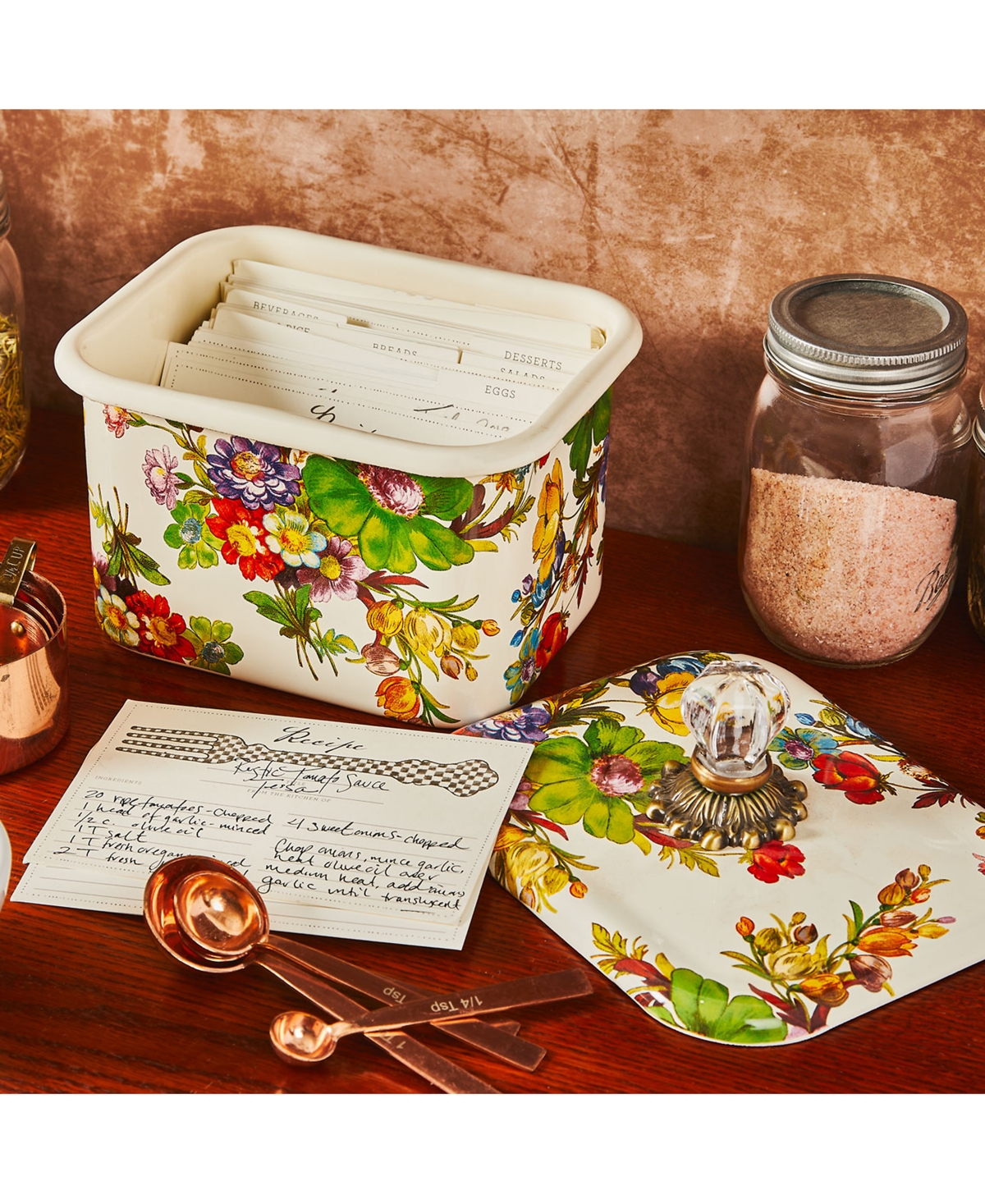 Mackenzie-childs Mackenzie Childs Flower Market Enameled Steel Recipe Box In No Color