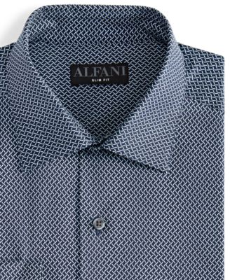 Men's Slim-Fit Temperature Regulating Geo-Print Dress Shirt, Created for Macy's