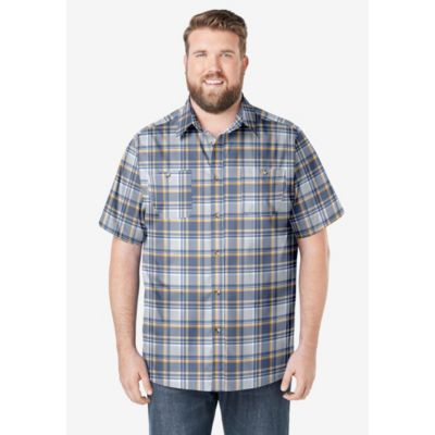 Big & Tall Plaid Wrinkle-Resistant Short Sleeve Button Down