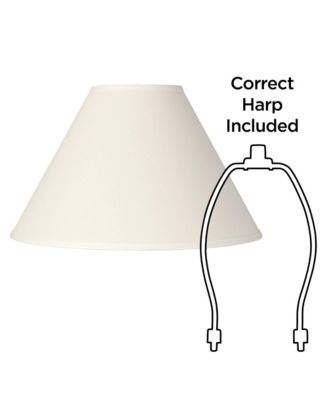 Set of 2 Empire Lamp Shades White Linen Chimney Large 6" Top x 17" Bottom x 10" High Spider Harp and Finial Fitting