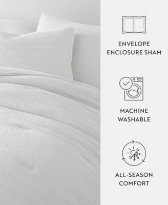 Waffle Textured 3-Piece Comforter Set, King/California King