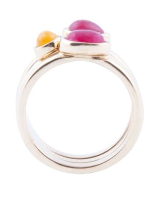 Stackable Genuine Yellow and Red Agate Ring Set