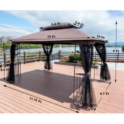 Streamdale 13' x 10' Gazebo with Double Roof & Mosquito Net