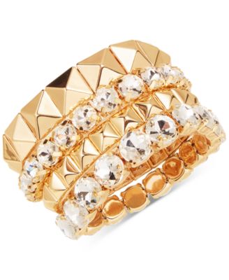 I.N.C. International Concepts - 4-Pc. Set Crystal & Pyramid Studded Stretch Bracelets