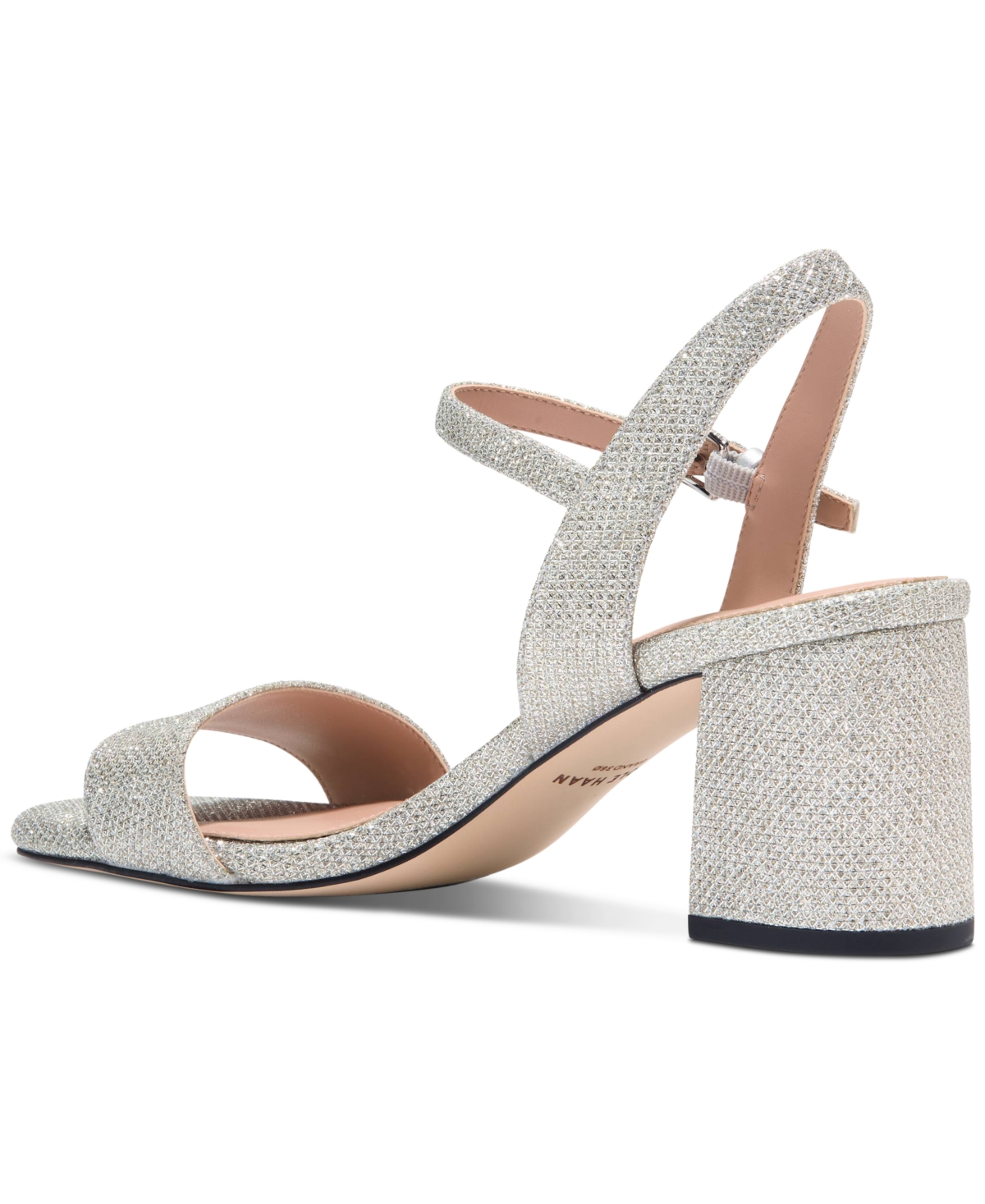 Shop Cole Haan Women's Josie Block-heel Sandals In Silver Glitter