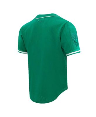 Men's Jayson Tatum Kelly Green Boston Celtics Triple Tonal Mesh Button-Up Top