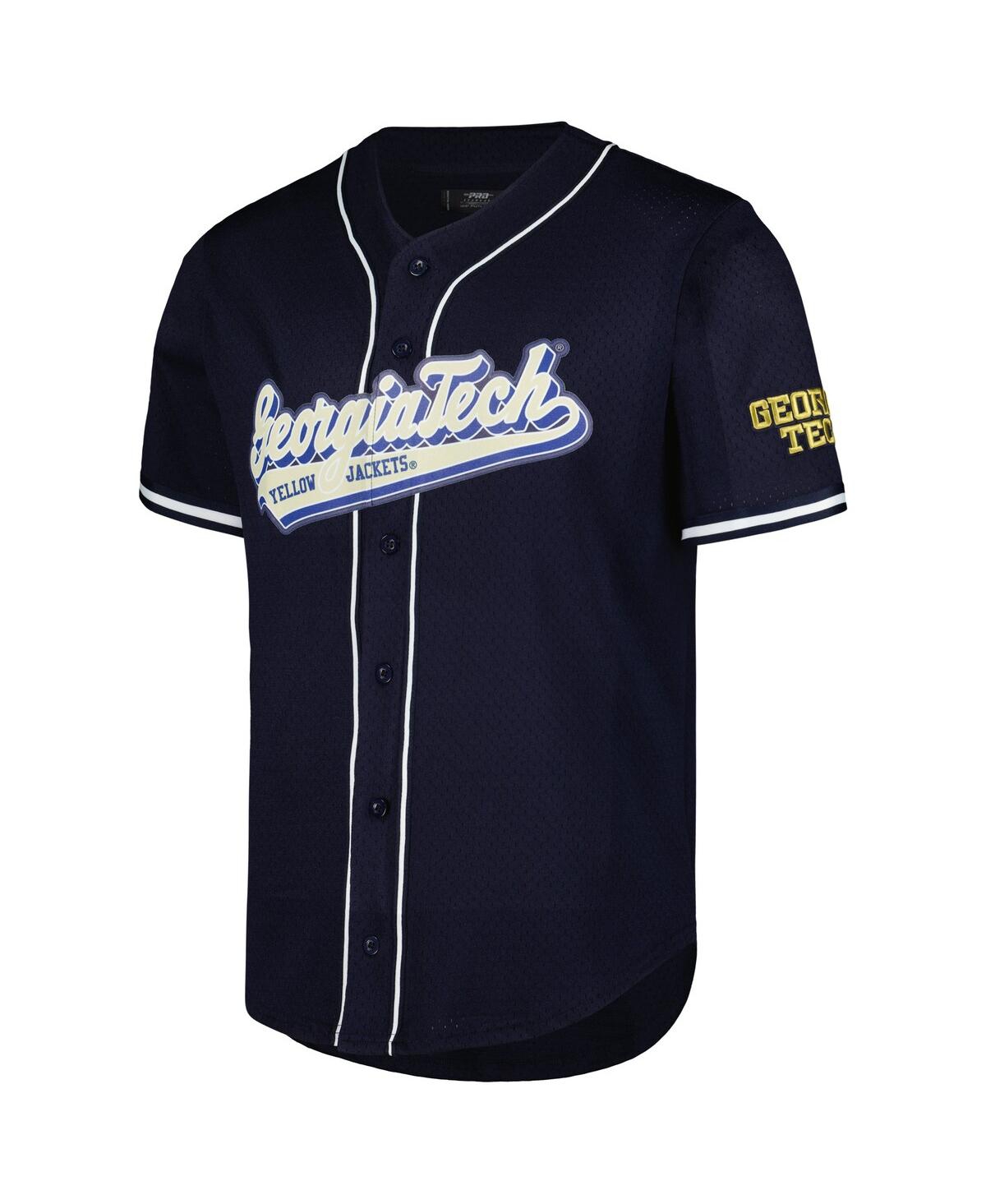 Pro Standard Men'sGeorgia Tech Yellow Jackets Mesh Full-Button Replica Baseball Jersey - Navy