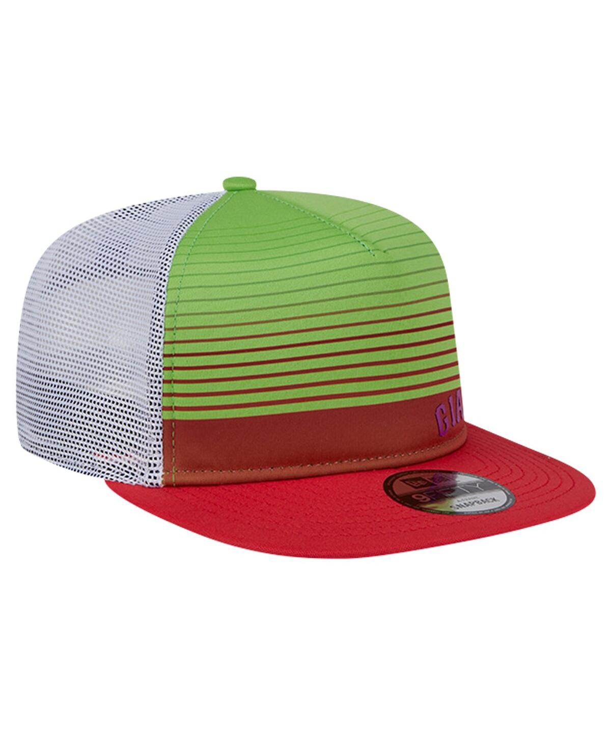 New Era Men'sSan Francisco Giants Neon Horizon A-Frame Trucker 9FIFTY Snapback Hat - Red