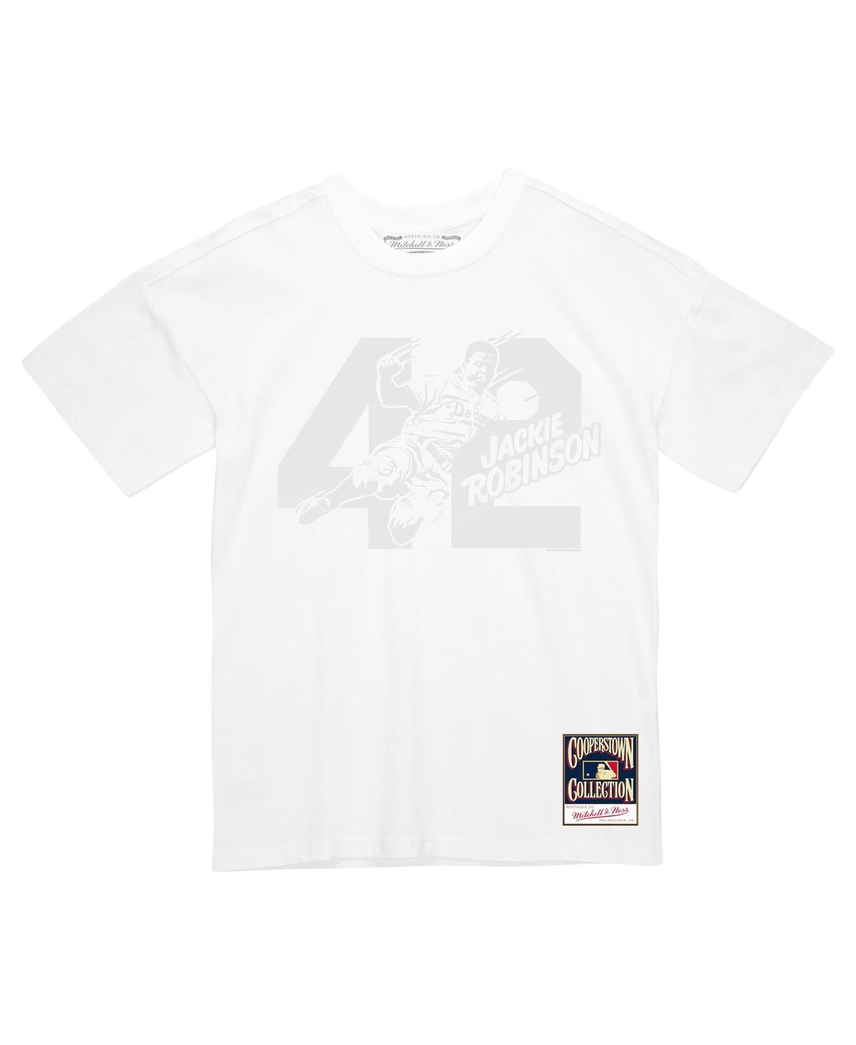 Mitchell & Ness Men's Jackie Robinson White Brooklyn Dodgers Cooperstown Collection Sliding 42 T-shirt In White